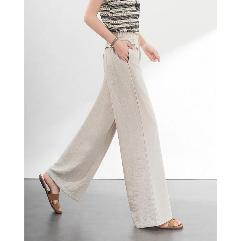 TERRE BLEUE Women's High-Waist Wide-Leg Casual Pants