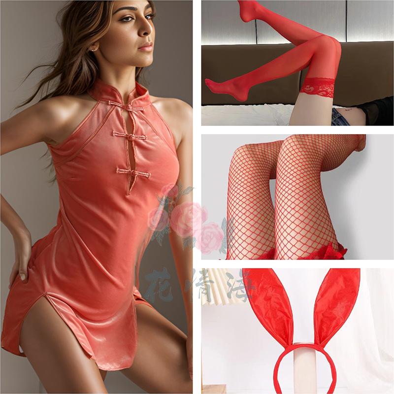 Sex Underwear Stand-up Collar Retro Sexy Pure Desire Hollowed Out Hip-wrapped Velvet