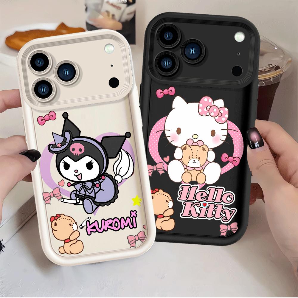 Soft Shell Phone Case for iPhone 16e 13 12 11 Pro Max 17 Air 15 16 14 Plus XR XS Max Sanrio Kuromi Hello Kitty