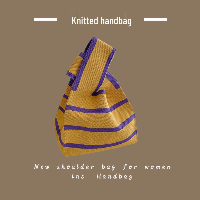 Trendy Women's Knitted Wool Bucket Handbag - Casual Tote & Lunch Box Bag