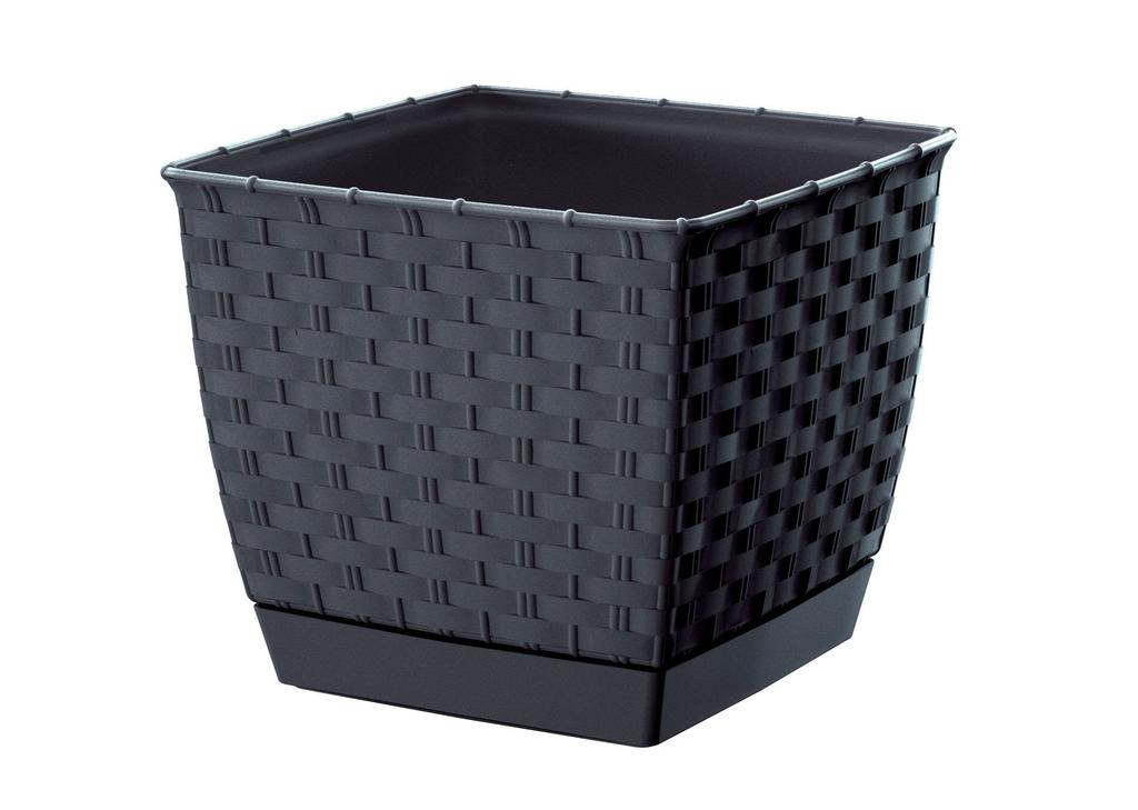 RATOLLA Square Flowerpot DRLK250 with Saucer | Anthracite