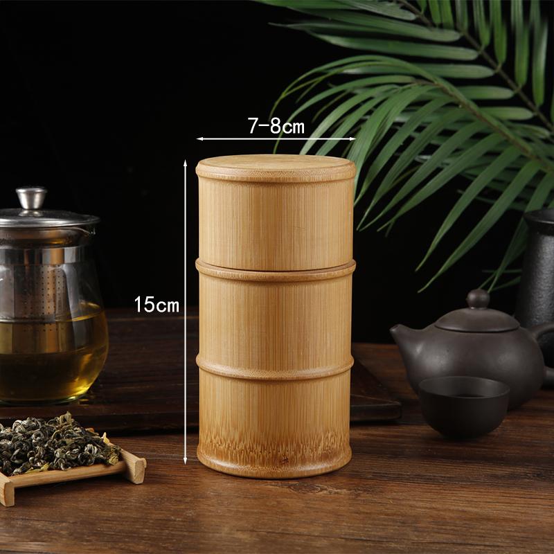 Handmade Tea Box Bamboo Storage Box Tea Canister Lid Seal Kitchen Storage Jars PortableTea Coffee Beans Spice Box Case Organizer