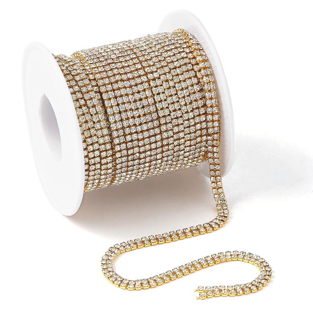 Gold Sliver Tassel AB Dense Rhinestone Chain Trim Applique Crystal Diamond Beads  Home Decor