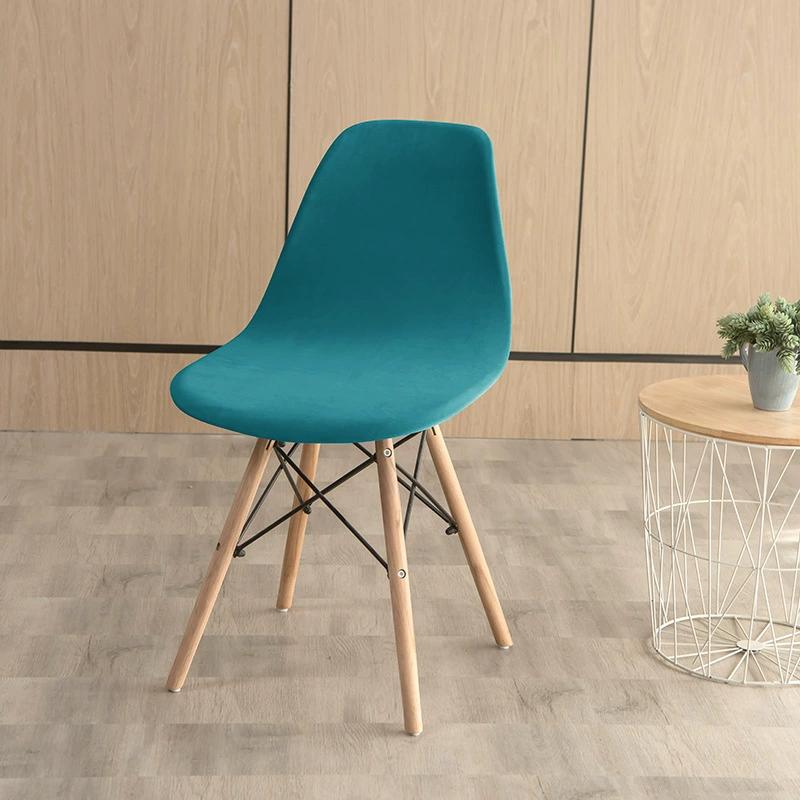 Velvet Shell Chair Cover Solid Color Stretch Armless Chair Covers Elastic Dining Seat Cover Home Hotel Party Banquet Wedding