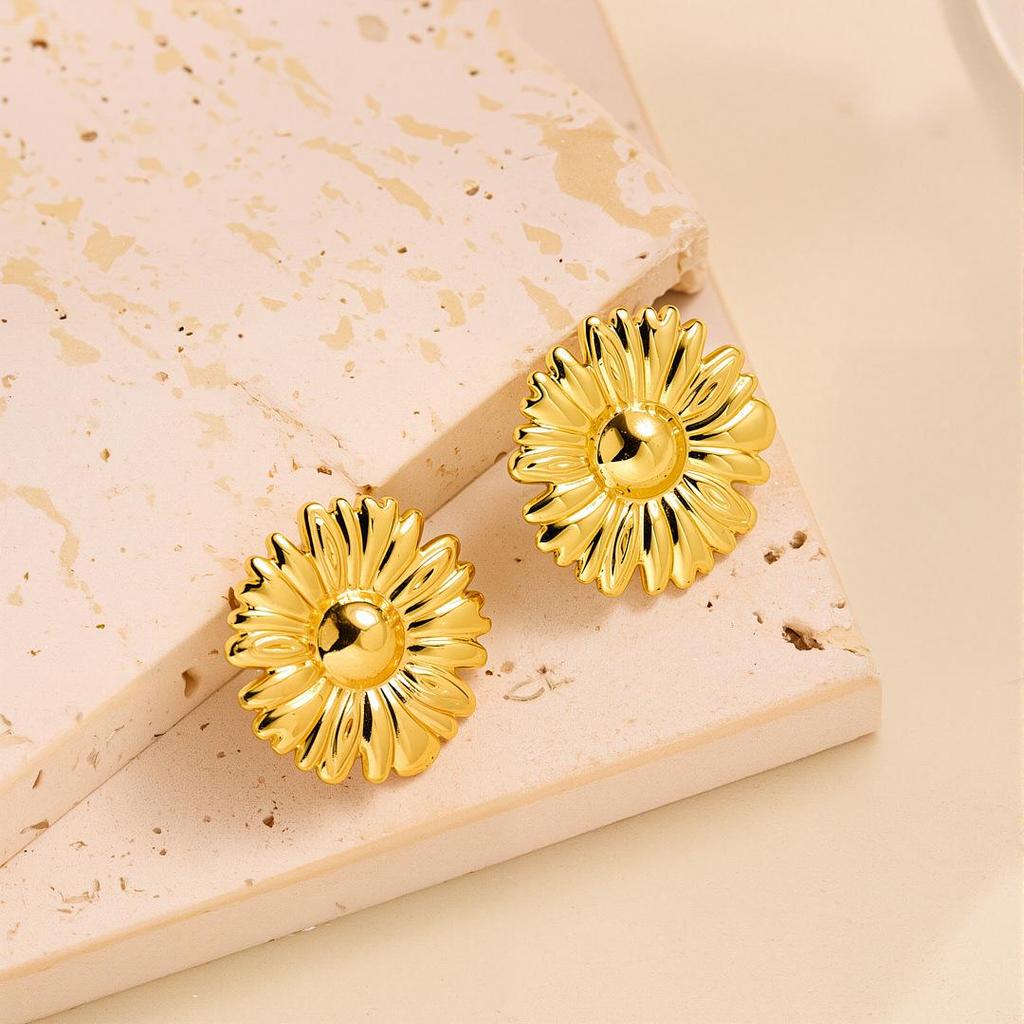 Geometric Irregular 18k Gold Titanium Steel Earrings for Women