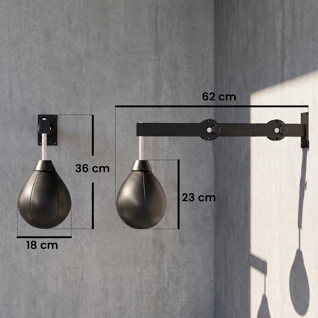 Wall Mount Speed Bag, Height Adjustable Boxing Speed Bag with Manual Air Pump and Wrenches, Home Gym Workout Equipment