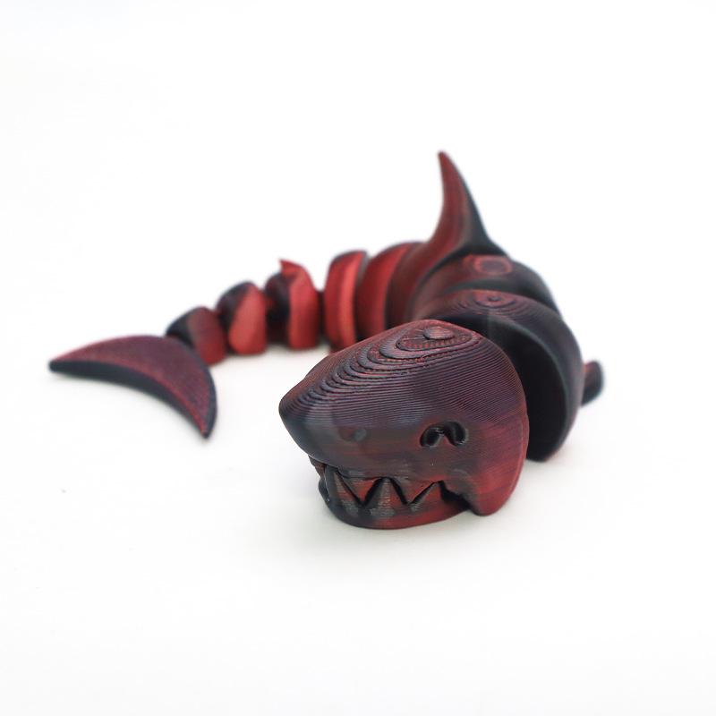 3D Printed Shark Tabletop Ornament Toys Action Model Shark Teal Purple White Decompression Decoration Kids Birthday Cute Toy