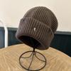 Korean Style Casual Hole Embroidered R Knitted Hat for Women Autumn and Winter Street Double Layer Warm Ear Protection Woolen Hat Couple Cold Hat