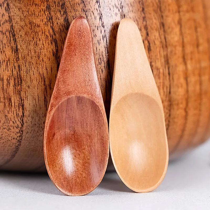 New Wood Creative Tea Spoons Short Handled Condiment Scoops Flatware Coffee Tea Small Sugar Spoons Coffee Spoons Kitchen Gadgets