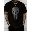 European Sizes Men's  Gothic Skull Pattern T-shirt- Y2K Street Hip-hop Style Religious Symbol Round Neck Short Sleeved Casual Summer Top,