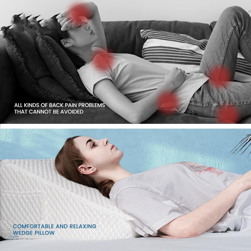 Wedge Pillow Sleeping BedAir Layer Memory Foam Back Leg Knee Pain Relief Triangle Pillow with Removable Cover for Sleeping Acid Reflux After Surgery
