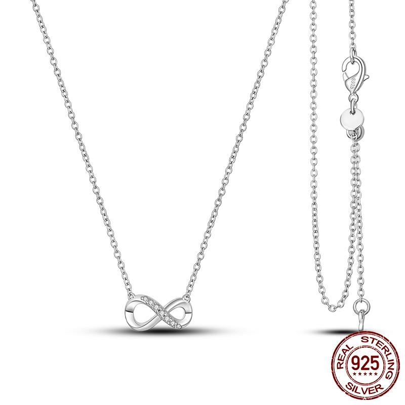 

2023 Новое корейское ожерелье 925 серебряное ожерелье «Бесконечная бесконечность навсегда» для женщин CZ подарок на день рождения модные изящные ювелирные изделия