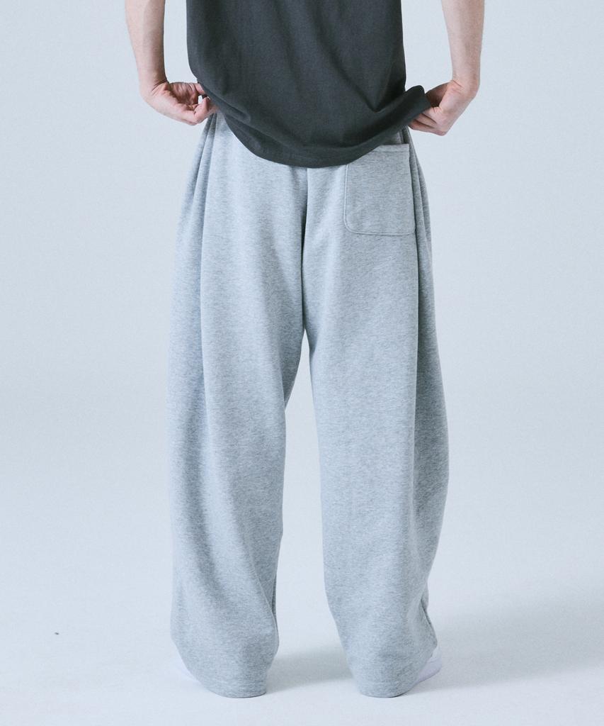 QUTON [Fleece Line Option] Double-Pleat Wide Fit Long Sweatpants_Melange