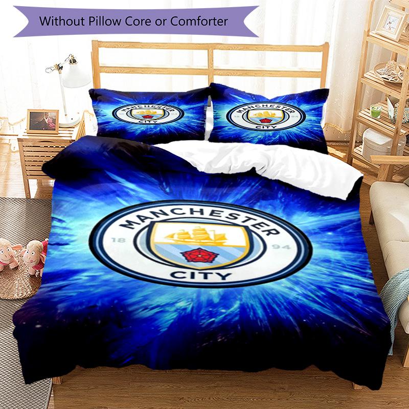 Set Copripiumino Stampato Manchester City F.C. – include 1 copripiumino e 2 federe coordinate Decorazione per camera da letto Regali di Natale