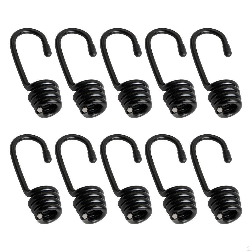 Metal Clips for Bungee Straps - Pack of 10, Black