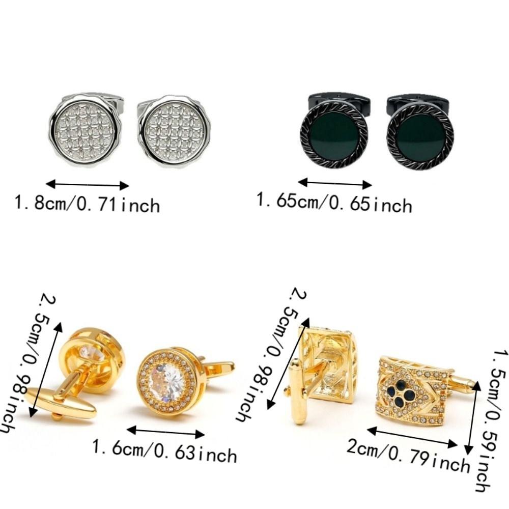 1/2 pair High-End Crystal French Shirt Cuff Buttons Classic Plated Cuff Links Banquet
