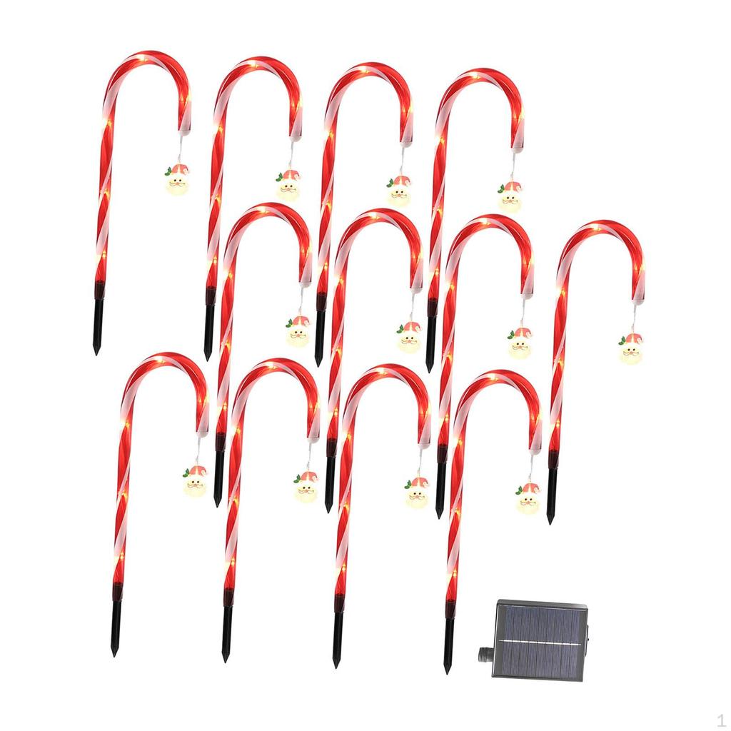 Candy Cane Solar Lights Christmas LED Lamps Decor Lighting Pathway Crutch Light for