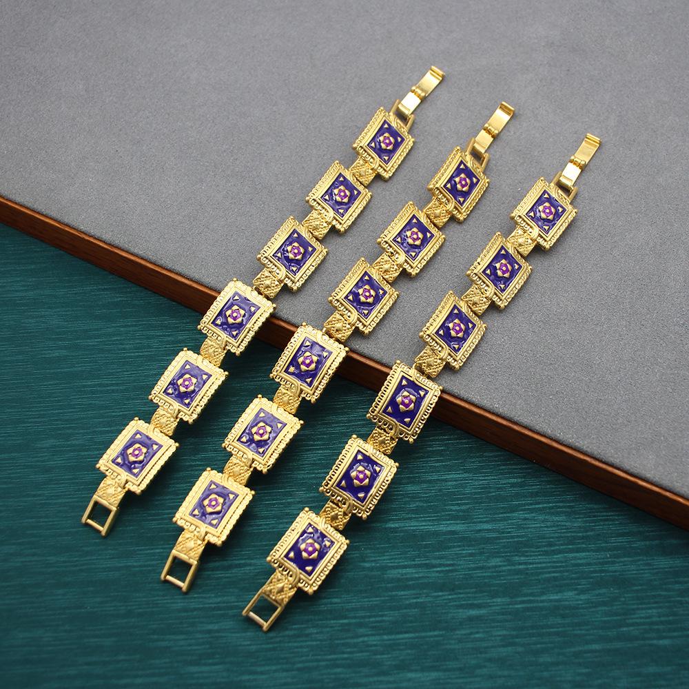Vintage Violet Bangle & Enamel Sunflower Jewelry Set: Multilayer Bracelet with Flower Earrings for Women