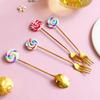 Cute Lollipop Children Cute Spoon Stainless Steel Coffee Stirring Spoon Dinner Fruit Fork Teaspoon Dessert Tea Scoop Tableware