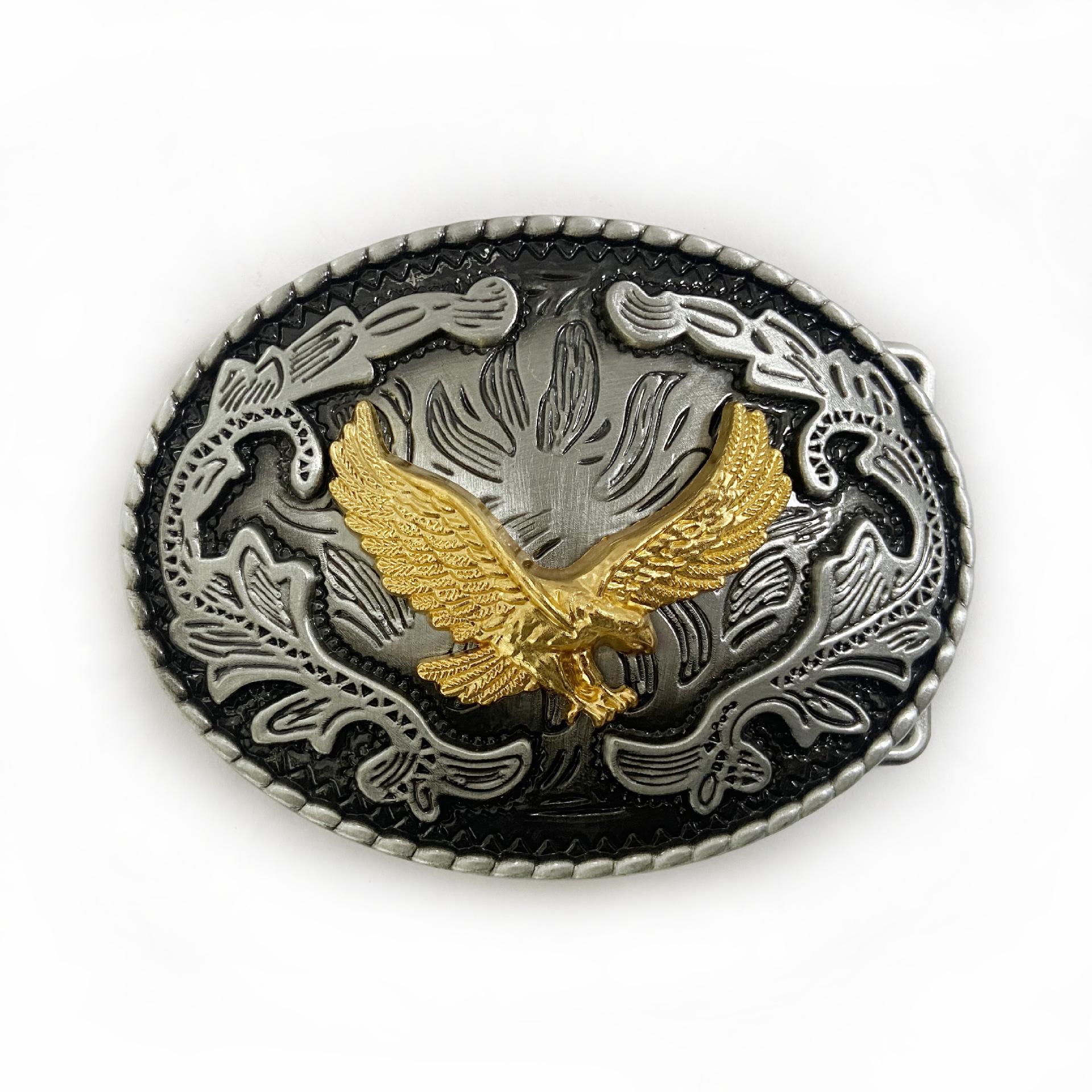 Western Cowboy Gold Horse Belt Buckle - Ethnic Oval Alloy Design