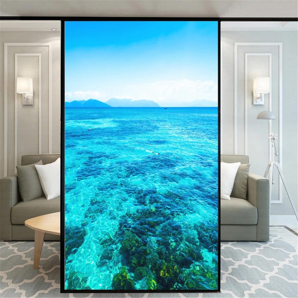 

Static Cling Privacy Window Film Decorative Seaside Scenery Window Treatments Window Coverings Glass Sticker for Home 38 (as the picture,40x60cm WxH)