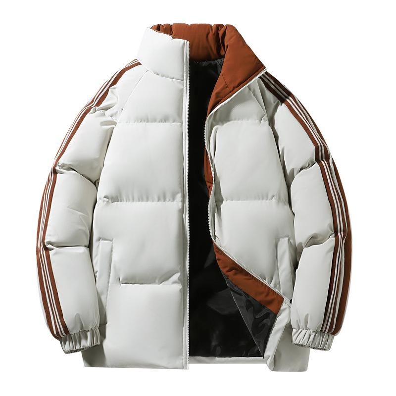 Cotton-padded Jacket Men's and Women's Winter Striped Collar Cotton-padded Coat Padded Warm Bread Cotton-padded Jacket Men's.