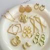 Korean Style Geometric Heart Pearl Gold Earrings for Women - Versatile Stud Accessories