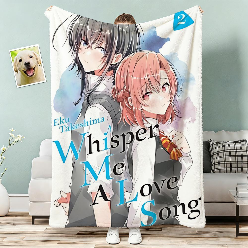 Anime Whisper Me a Love Song Throw Lightweight 240g Flannel Blanket Soft Skin-friendly for Summer Cooling 75x90cm