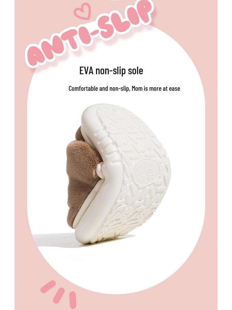 Kinder Winter Baumwoll Hausschuhe - Rutschfeste Weiche Sohle Geschlossene Rückseite Schuhe mit Cartoon Hund Design