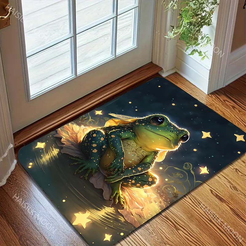 Multiple Sizes Frog Sitting On Lily Pad Print Carpet Rug for Living Room Bedroom Sofa Doormat Home Decor Non-slip Floor Mat