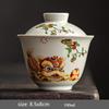 Ceramic Handmade Gaiwan Creative Color Painting Lion Tea Tureen Portable Office Tea Bowl with Cover Teacup Chinese Tea Set