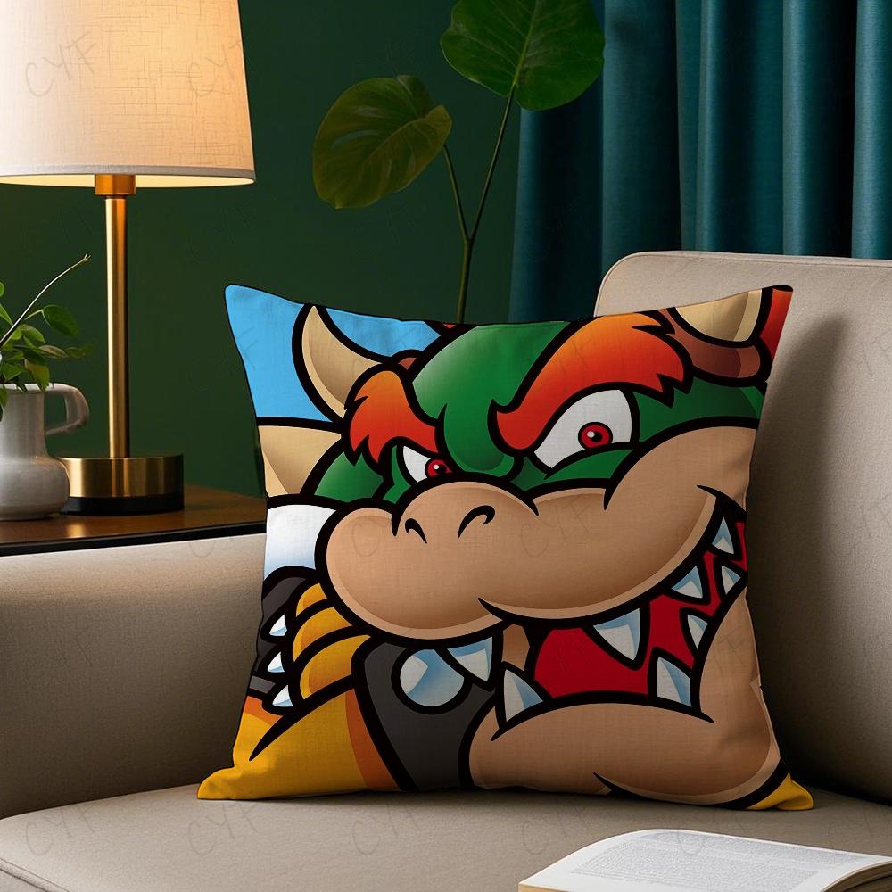 Super Cute Style M-MarioS Pillow Case Anti-dustmite Pillowcase Invisible Zipper Silky Short Plush Sofa Cushion Cover