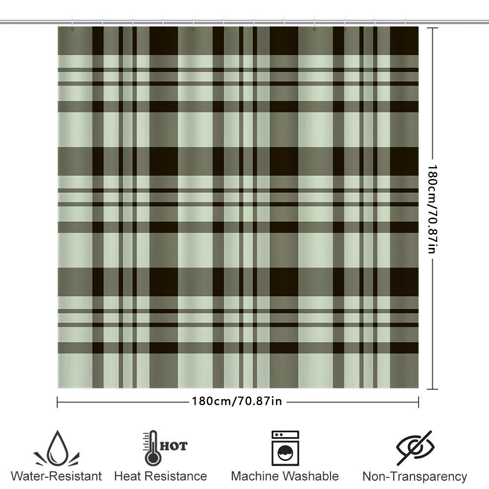 Plaid Shower Curtain Waterproof Bath Decor Modern Striped Design Bathroom Decoration White Beige Brown Checkered Fabric Curtains
