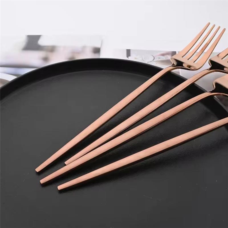 A25F-24 шт. Набор столовых приборов Rose Gold из нержавеющей стали Западный набор столовых приборов Нож Вилка Ложка Зеркальная столовая посуда Набор столовых приборов розового золота