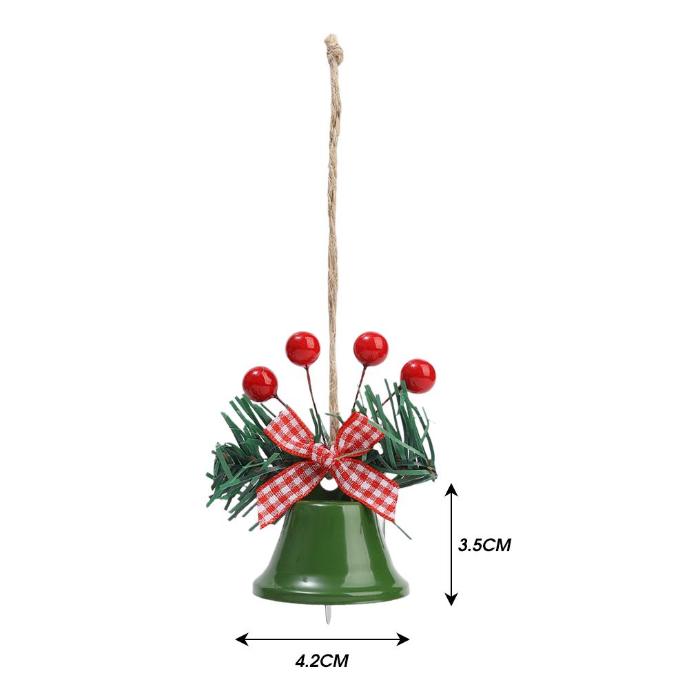 20/1x Five-Star Bells Christmas Tree Ornaments Jingle Bell with Hanging Loop Holiday Atmosphere Red Berry Bow Pendant PartyDecor