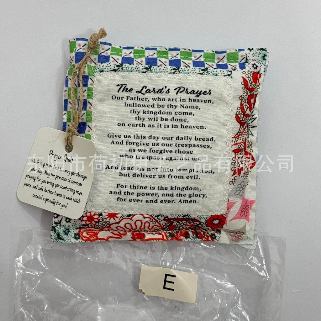 Nueva Bolsa de Tela Pequeña Creativa con Cruz y Palabras de Oración Colcha Colorida con Puntadas de Acolchado Colcha de Oración