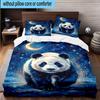 Colorful Panda Love 3pcs Bedding,Including 1pc Duvet Cover And 2pcs Pillowcases Perfect for Christmas,Ideal for Bedroom, Dormitory