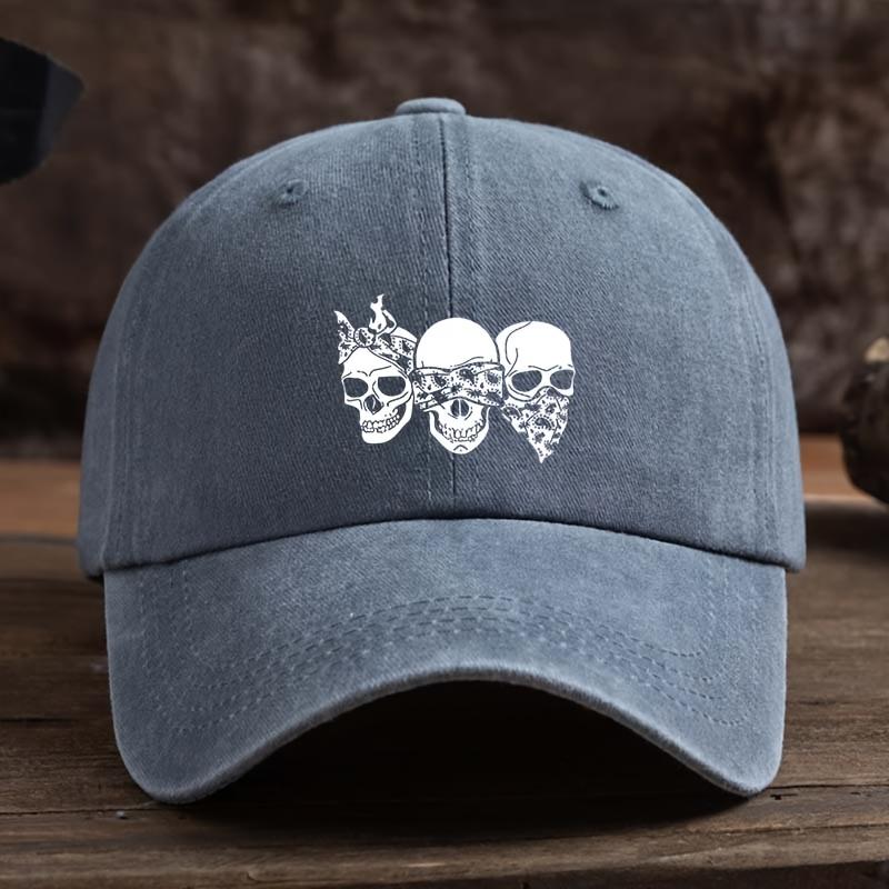 Skull Print Baseball Cap Multifunctional Outdoor Leisure Fishing Cap Travel Sun Visor Duckbill Cap
