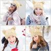 New Lovely Cat Ears Knitted Hat Fashion Women Solid Color Winter Warm Crochet Braided Beanie Hats Casual Girl Kawaii Wool Cap