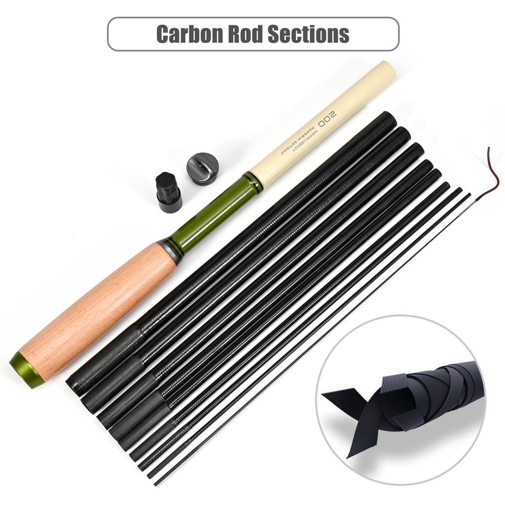 Extendable Fishing Pole Camping Mini Fishing Rod Telescopic Fishing Pole with Solid Wood Handle 1.2m
