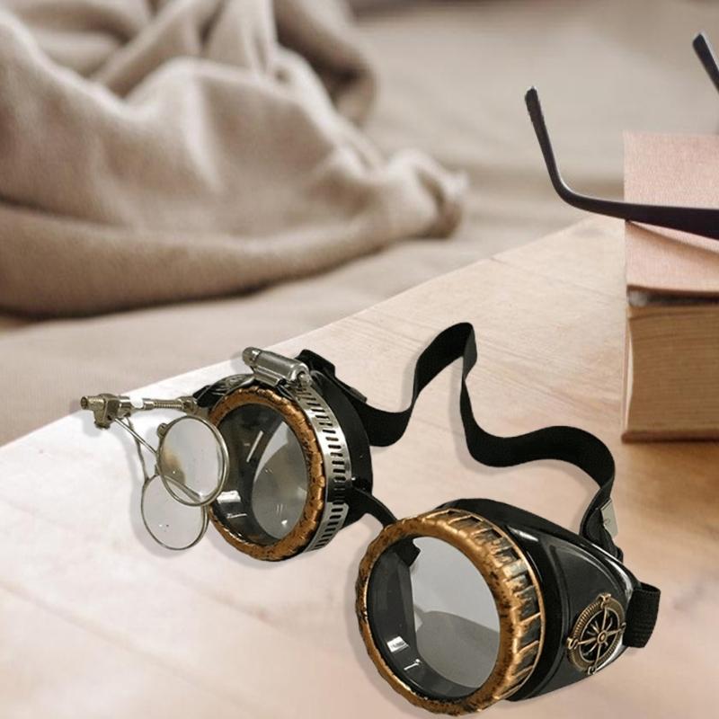 Vintage Steampunk Goggles Welding Glasses Halloween Face Mask Cyber Goggles Cosplay Costume for Womens and Men Gifts