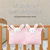 Double-Layer Cotton Baby Stroller Hanging Storage Bag with Double Pockets for Milk Bottles