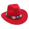 Ethnic Style Western Cowboy Top Hat Turquoise Horseback Riding Jazz Hat Crimped Felt Hat Literary And Retro Sun Hat