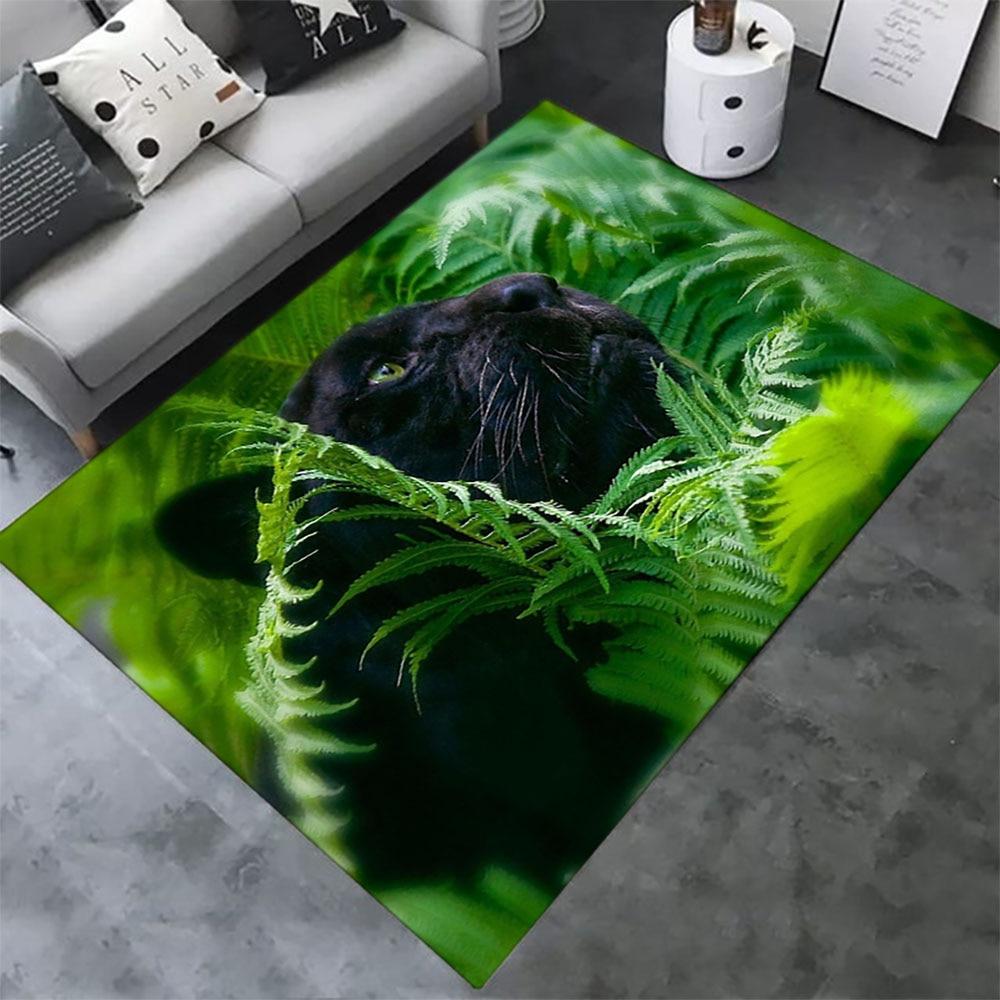 Panther Carpet Black Leopard Rug for Living Room Large Area Rug Animal Lion Tiger Doormat for Bedroom Home Decoration