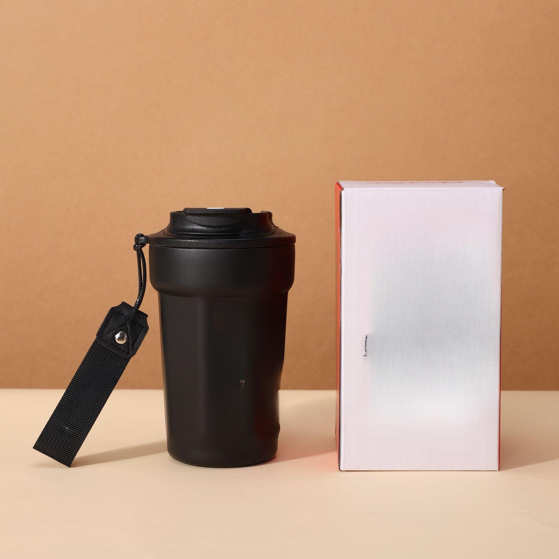 

316 Stainless Steel Fun Mug Student Office Octagonal Coffee Cup Lightweight Female Rope Cup 450ML чорний