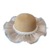 Pearl Mesh Girls' Summer Straw Hat Set - Parent-Child Style, Large Brim, Sun Protection