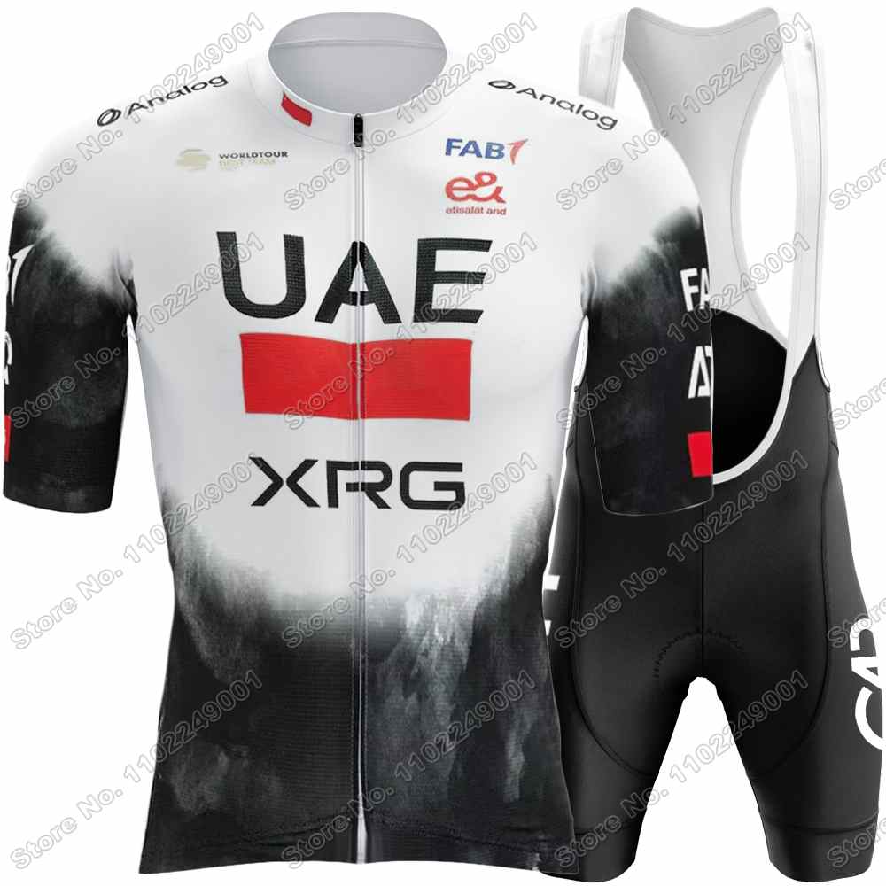 Weißes Team Fahrradtrikot Set Herren Fahrradbekleidung Sets Sommer Rennrad T-Shirts Anzug Fahrrad Trägerhosen MTB Trikot