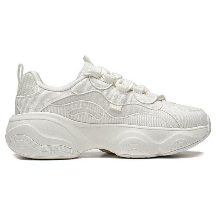 Li Ning Honig Dämpfung Rutschfest Abriebfest Unterstützung Niedrig geschnitten Klobige Sneaker Damen Elfenbein AGCT126-1