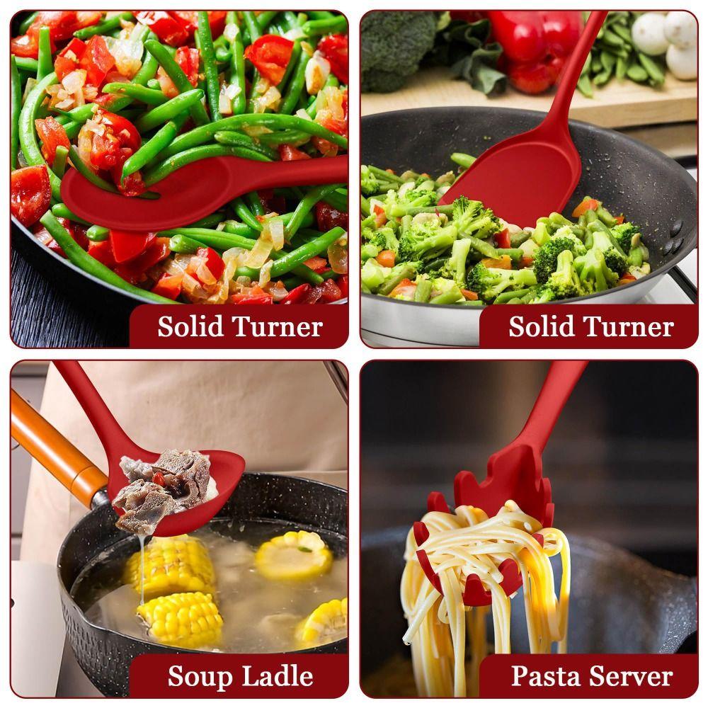 1/7PCS Silicone Non-stick Cookware Tools Red Pot Shovel High Quality Cooking Spoon  Cooking