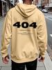 Error 404: Human print not found. Unisex hooded sweatshirt, street style, casual, sporty, hip-hop, autumn/winter, men's long-sleeved sweatshirt.